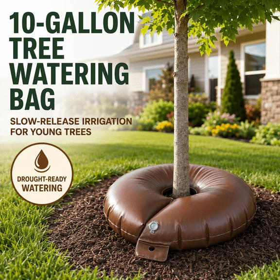 Tree Watering Ring Drip Irrigation System Clearance Items 1 Pack 10 Gallon Tree Watering Bags Slow Release PVC Water Pouch Automatic Drip System for Newly Planted Small Trees and Shrubs