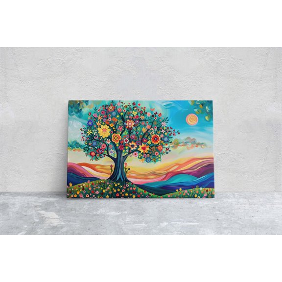 Tree Whimsical Modern Symbolism Rainbow Statement Piece Wall Art Unframed Paper Print
