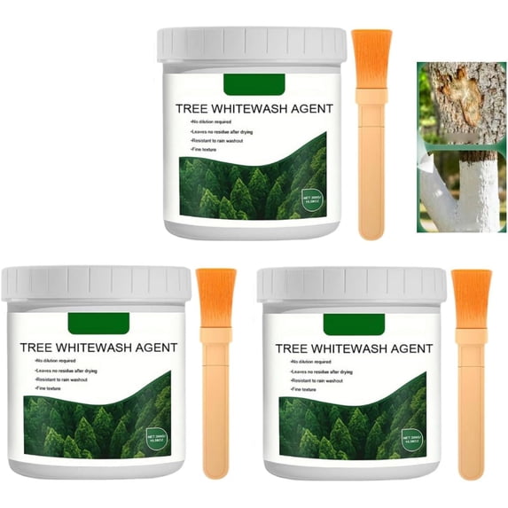Tree Whitewash Paint for Trunks, 300g Ready-to-Use Tree Protector, Prevents Sunburn, Cracking & Insects, Long-Lasting for Fruit & Garden Trees (3 Pcs)