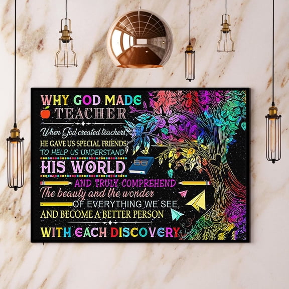 Tree Why God Made Teacher With Each Discovery Paper Poster No Frame Matte Wall Art Decor 24 x 36 Inch Poster