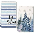 thumbnail image 1 of Tree Winter Christmas Kitchen Towels Set of 2,Blue Snowflake Let It Snow Dish Hand Towels Holiday Home Indoor Bathroom Party Seasonal Decorations, 1 of 6