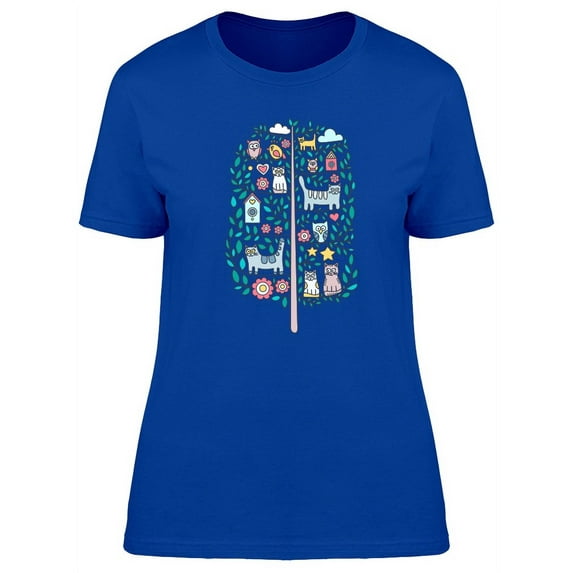 Tree With Cute Doodles Inside T-Shirt Women -Image by Shutterstock, Female Large