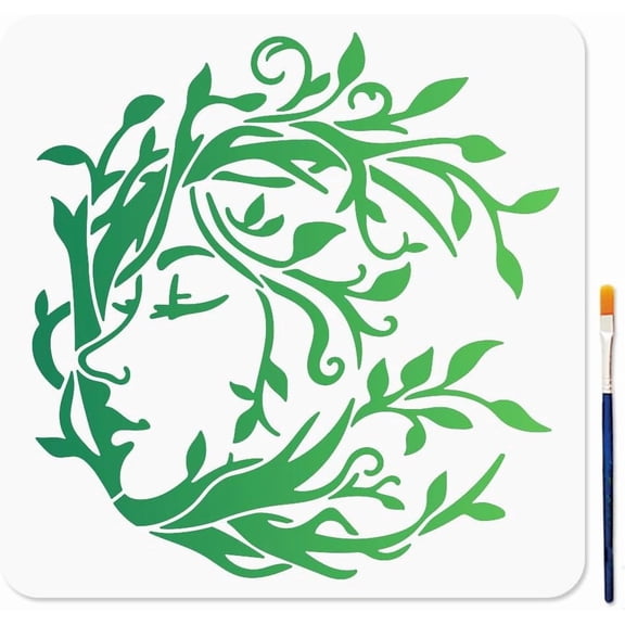 Tree Woman Stencil Tree of Life Stencils with Paint Brush 11.811.8inch Art Vine Leaves Face Reusable Drawing Template
