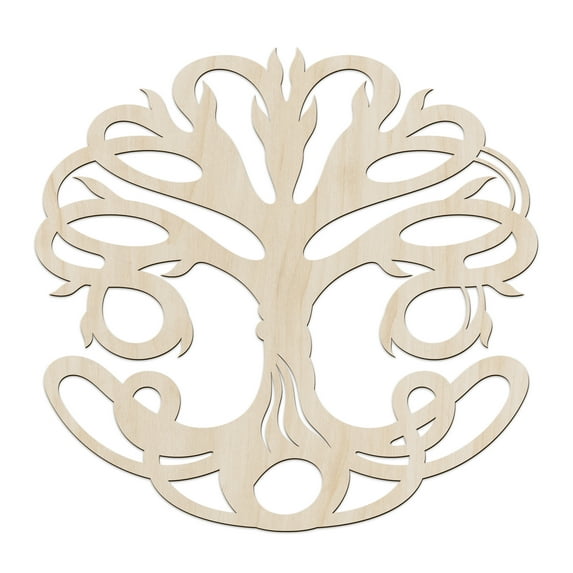 Tree Wooden Wall Art, Tribal Influences of Nature Eco Concept, Birch Wood Plywood Rustic Wall Art Accent for Hallway Bedroom Living Room Cafes and Offices, 11.4" X 11.4" X 0.1", by Ambesonne
