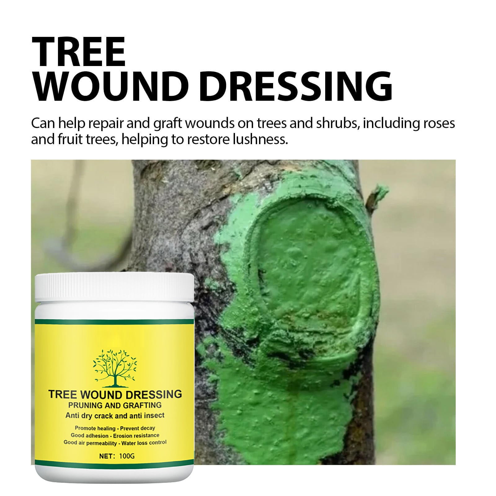 Tree Wound Pruning Sealer Tree Wound Dressing with Brush Sealer Healing Paste Quick Recovery