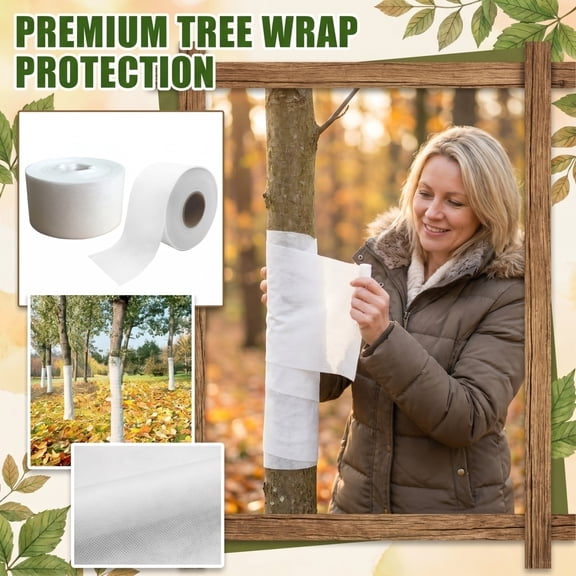 Tree Wrap For Tree Protection, Non-Woven Fabric Winter Tree Cover With Insulation, Tree Wraps For Shrub Bark Guard, Freeze And Cold Weather Plants Shield, 1 Pack Tree Protective