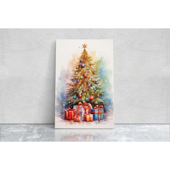Tree X Mas Tree And Ornaments Winter Portrait Decor Unframed Paper Print