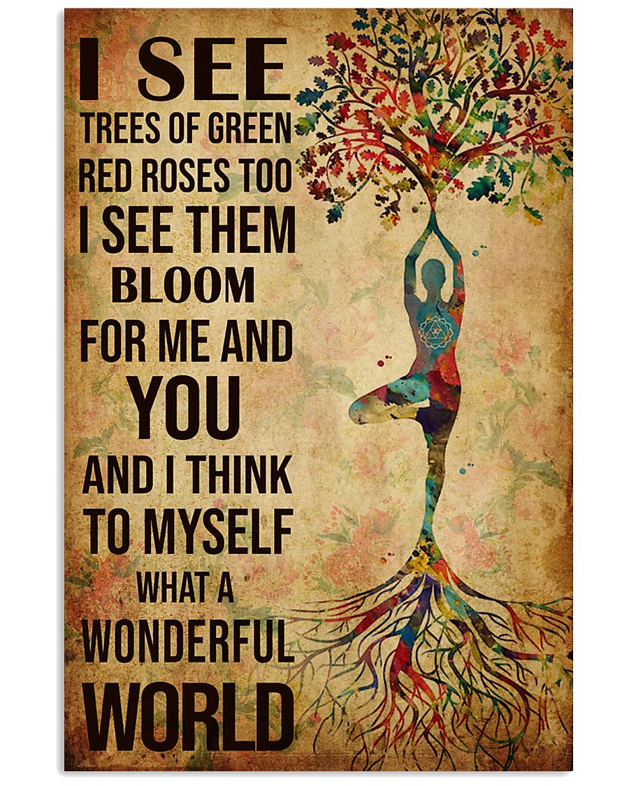 Targa In Metallo Vintage What A Wonderful World - 20x30 Cm, Cartello Decorativo Con Scritta I See Trees Of Green, Per Parete, Giardino, Bar