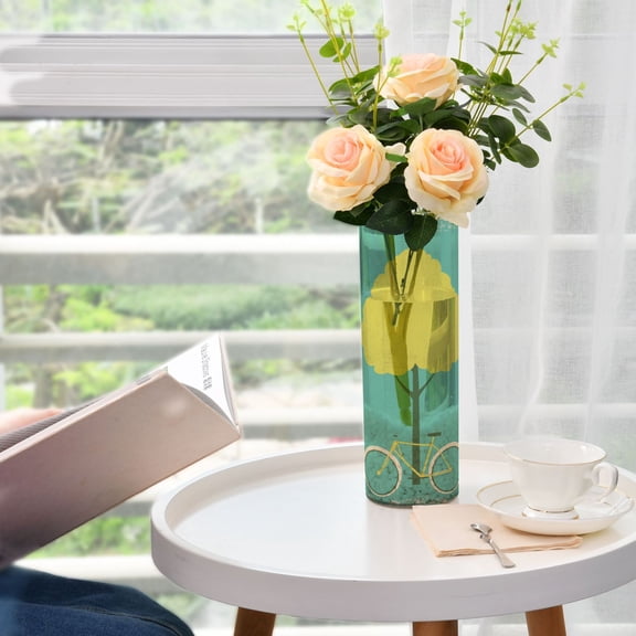 Tree and Bike Plastic Vase 11.8'' x 3.9'' Transparent Non Breakable Decorative for Family