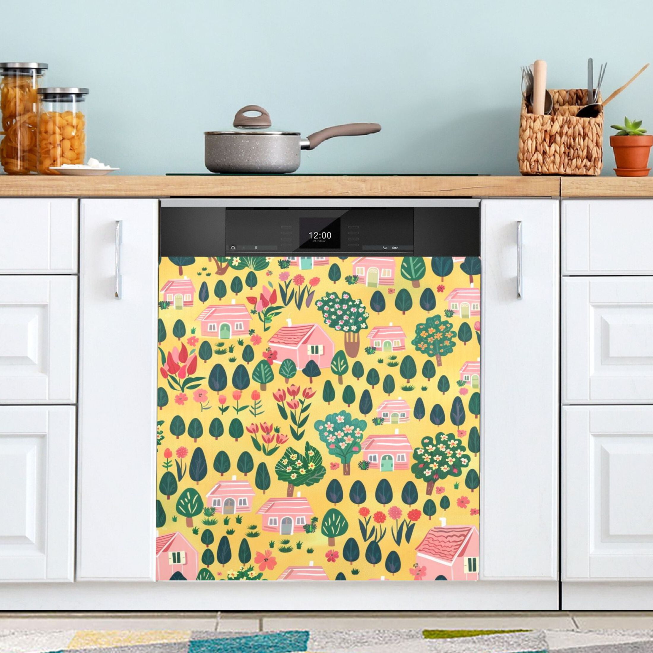 Tree and House Dishwasher Cover Refrigerator