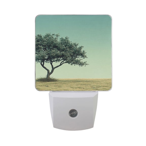 Tree and Moon Night Light 2 Pack LED Nightlight Plug into Wall Dusk to Dawn Sensor Soft White