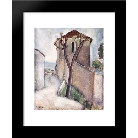 Tree and house 20x24 Framed Art Print by Modigliani, Amedeo
