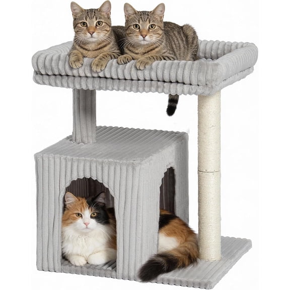 Tree for Large , 20.9 * 15.7in Large Perch Bed for Adult Cats, 22.8in Tower with , Condo with 2-Door for Indoor Cats, Light Gray