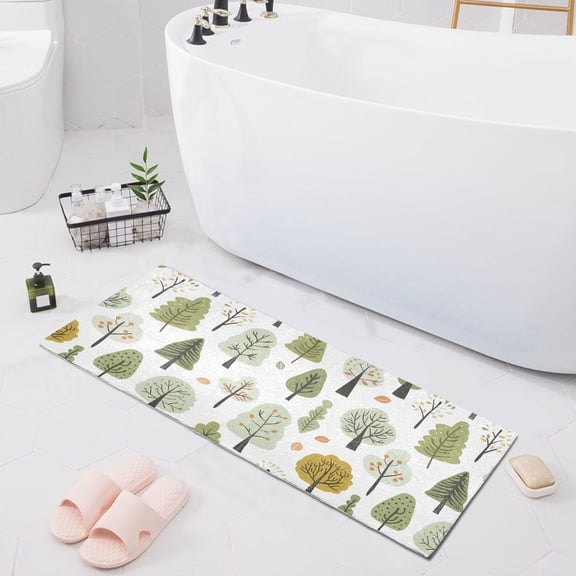 Tree in Forest Bath Mat 39x20 Non-Slip Bathroom Rugs Absorbent Soft Plush Quick Dry for Tub Shower Kitchen Home Decor