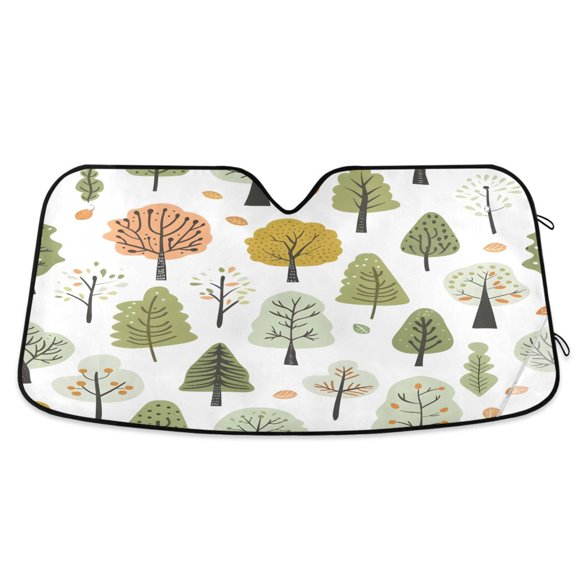 Tree in Forest Car Windshield Sun Shade Foldable Car Front Window Visor Heat and UV Protection 55x27.6