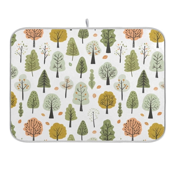 Tree in Forest Dish Drying Mat 16x18 Absorbent Microfiber Draining Rack Pad for Kitchen Counter Sink