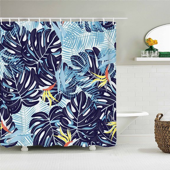 Tree leaves Pattern Bath Curtain Waterproof Fabric Shower Curtains Flowers Bathtub Screen With for Bathroom Home Decor