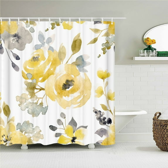 Tree leaves Pattern Bath Curtain Waterproof Fabric Shower Curtains Flowers Bathtub Screen With for Bathroom Home Decor