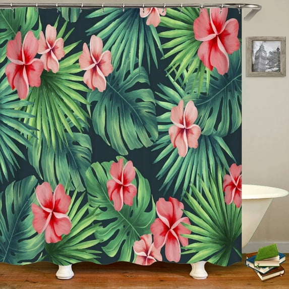 Tree leaves Pattern Bath Curtain Waterproof Fabric Shower Curtains Flowers Bathtub Screen With for Bathroom Home Decor