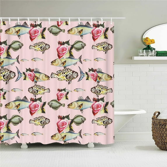 Tree leaves Pattern Bath Curtain Waterproof Fabric Shower Curtains Flowers Bathtub Screen With for Bathroom Home Decor