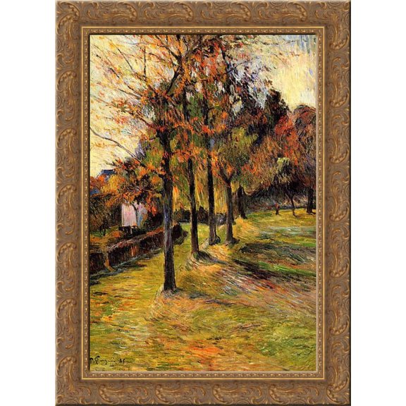 Tree linen road, Rouen 24x18 Gold Ornate Wood Framed Canvas Art by Paul Gauguin