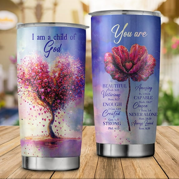 Tree love Christian Tumbler, Flower Inspirational Religious ID-0605-XATH