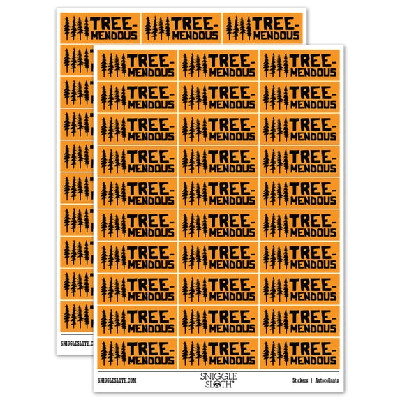 Tree-mendous Tremendous Trees Teacher Student School Sticker Set - Orange - Matte Finish - 1.75" Medium