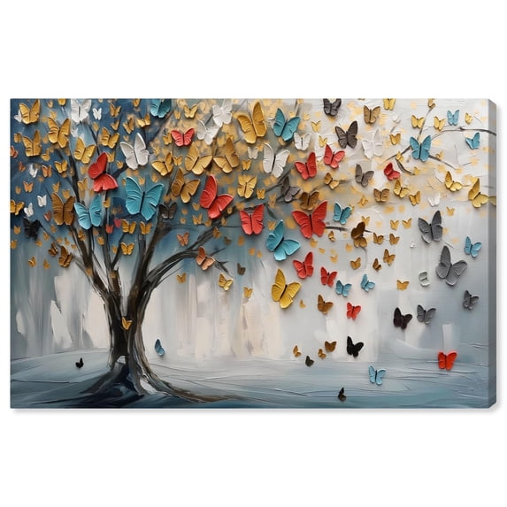 Tree of Fluttering Colors Canvas Colorful Tree Art by Art Remedy, Gallery Wrapped, 45" x 30"
