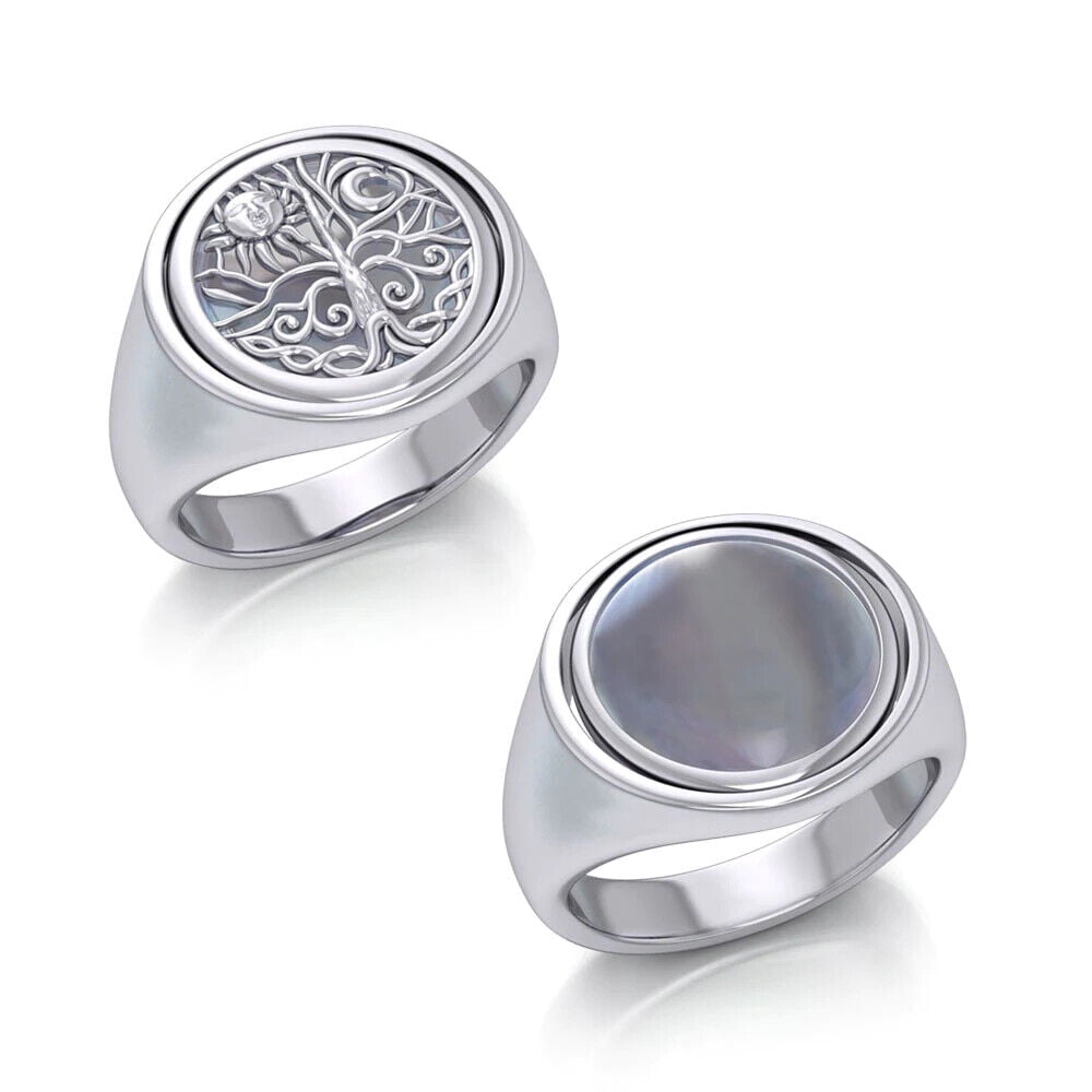 Tree of Life .925 Sterling Silver Rainbow Moonstone Flip 