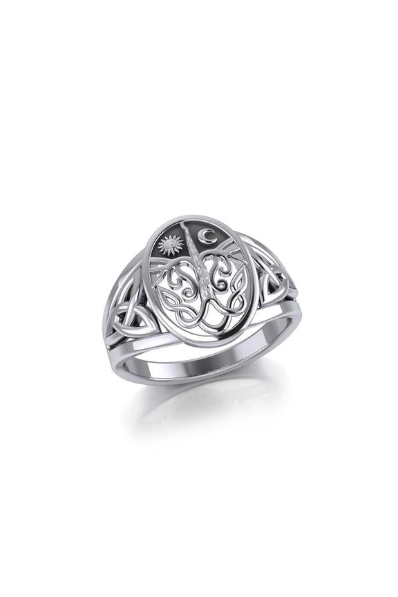 Tree of Life 925 Sterling Silver Ring Spiritual Jewelry Moon Stars Size 5