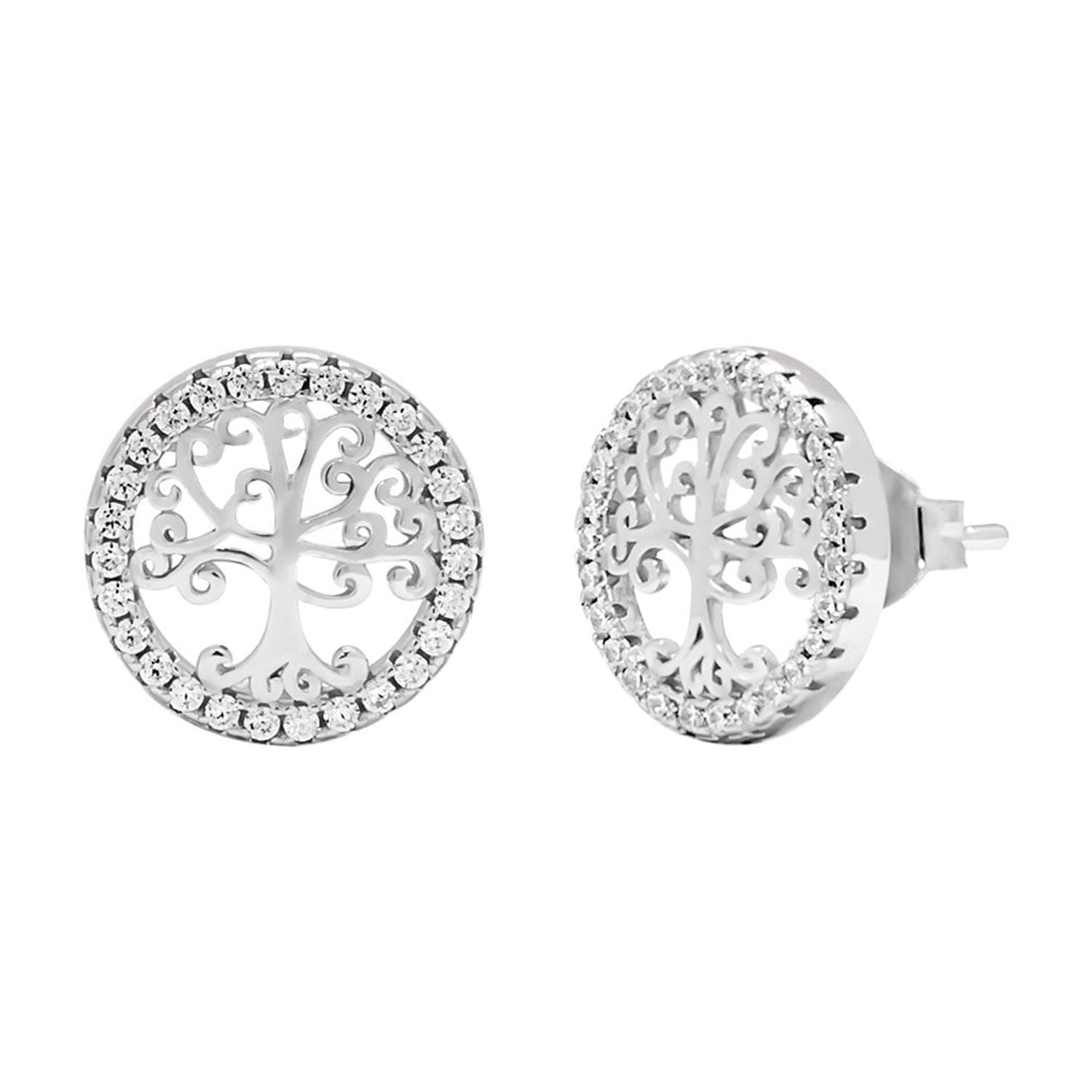 Tree Of Life .925 Sterling Silver Dangle Earrings - Gecko Design On French Hooks