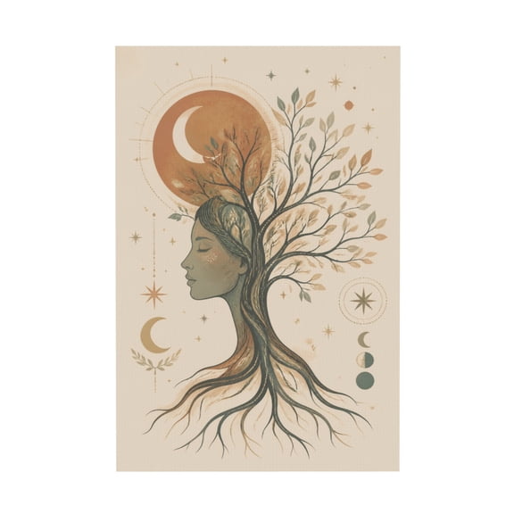 Tree of Life Abstract Woman Face Silhouette Canvas Wall Art for Bedroom Living Room Office 20x30 in