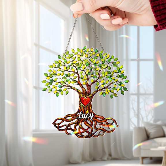 Tree of Life Acrylic Suncatcher, Holographic Window Hanging Decor, Fantasy and Celestial Decor