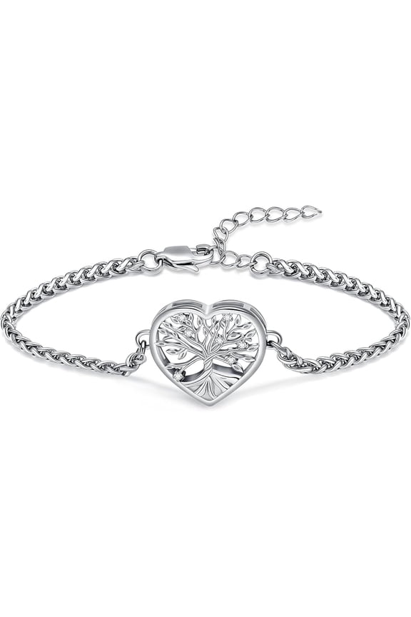 Tree of Life Adjustable Urn Bracelet for Ashes Stainless Steel Handmade Braided Rope Ashes Urn Bracelet Cremation Bangle Keepsake Link Bracelet