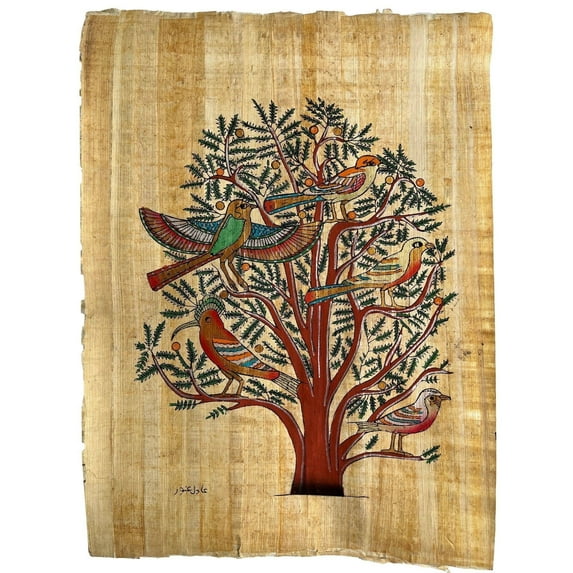 Tree of Life Ancient Egyptian Painting, Authentic Papyrus Art, Ancient Egypt Paper, Egypt Wall Decor, Papyrus Wall Art from Adel 17x13 inches
