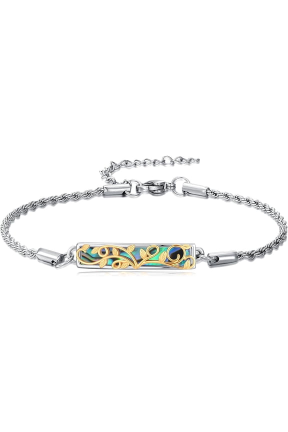 Tree of Life Bracelet 925 Sterling Silver Abalone Shell Bar Tree of Life Bracelet Tree Summer Jewelry Gifts for Women