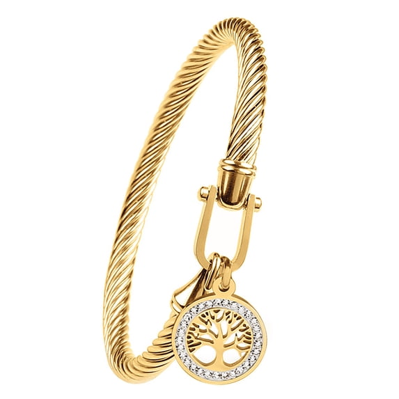 Tree of Life Bracelet for Women, Stainless Steel Cubic Zirconia Fashion Bracelet Inspirational Ladies Bracelet Jewelry Gifts for Women Girls