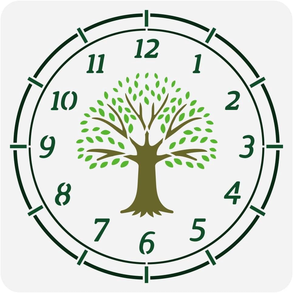 Tree of Life Clock Face Painting Stencil 11.8x11.8 inch Plastic PET ...