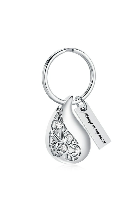 Tree of Life Cremation Jewelry Keychain for Ashes Stainless Steel Keepsake Urns Key Chain for Ashes Memorial Ash Jewelry Pendant Key Ring