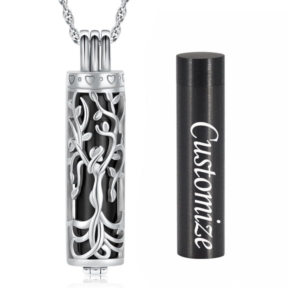 Tree of Life Cremation Jewelry Urn Necklaces for Ashes for Women Men Cylinder Cremation Jewelry Vial Cremation Ash Pendant Loved One Memorial Jewelry