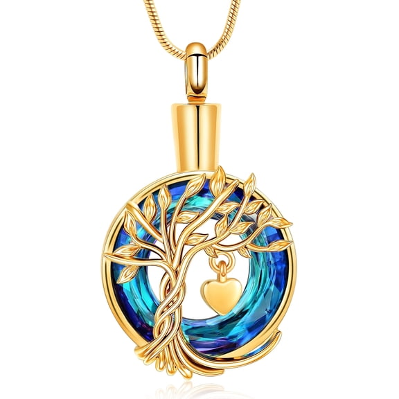 Tree of Life Cremation Jewelry for Ashes Circle Urn Necklace for Women Keepsake Pendant Memorial Lockets