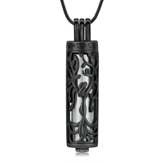 Tree of Life Cremation Urn Pendant Necklace Hollow Cylinder Vial Keepsake Urn Cremation Jewelry Memorial Lockets for Ashes for Women Men