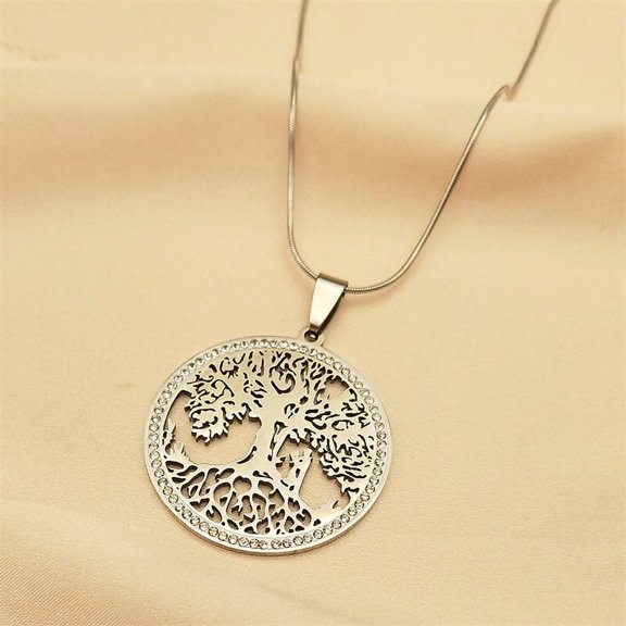 Tree of Life Crystal 14K Yellow Gold Choker Necklace for Women Gold Silver Color Chain Necklaces Pendants Jewelry