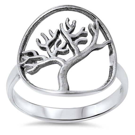 Tree of Life Cutout Ring 925 Sterling Silver Band Jewelry Female Male Unisex Size 10