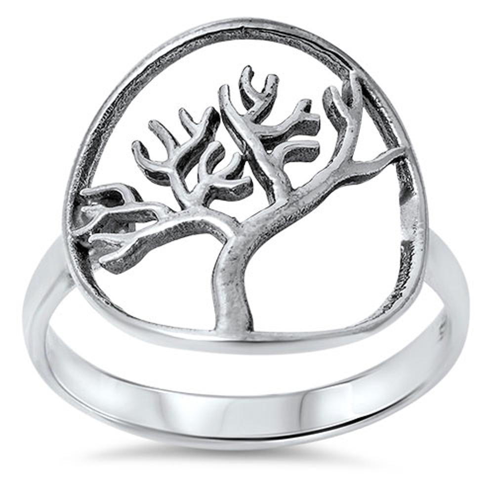 Tree of Life Cutout Ring 925 Sterling Silver Band Jewelry Female Male ...