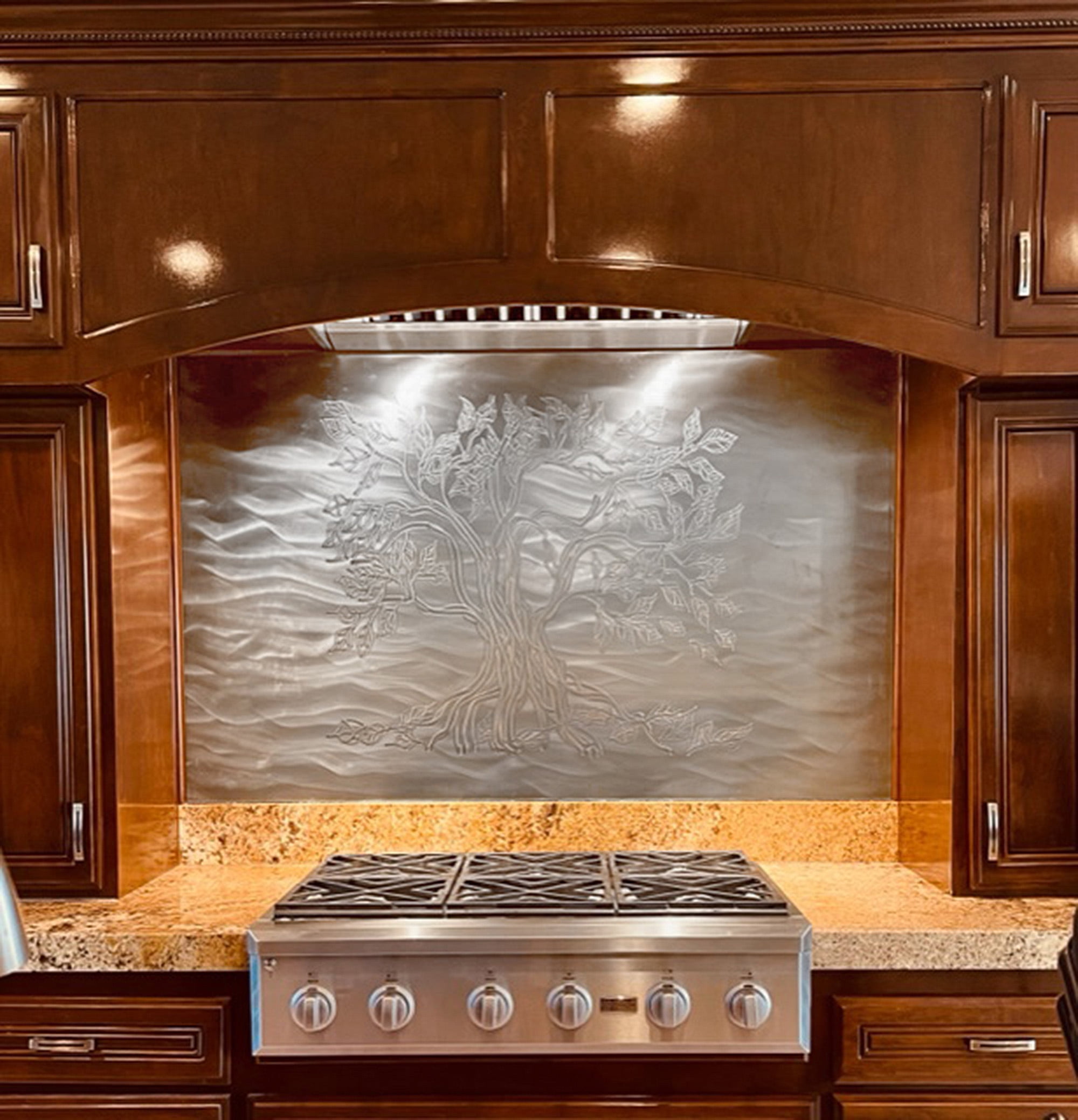 Tree of Life Decorative Stainless Steel Kitchen Backsplash 24" x 48"