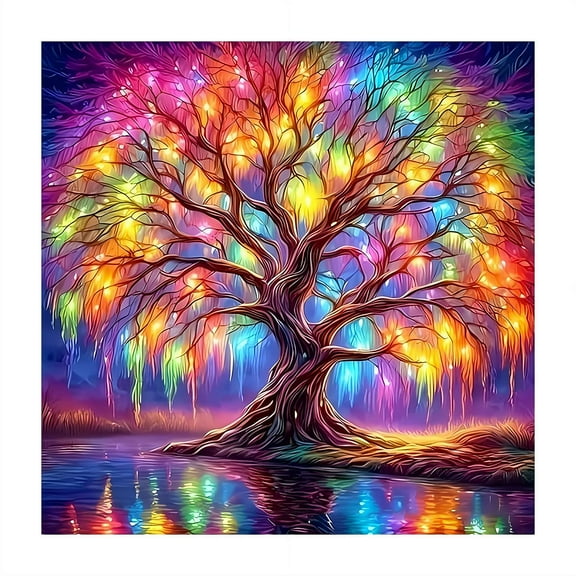 Tree of Life Diamond art Painting Kit for Adults，5D Round Full Drill DIY Diamond Art，Painting on Canvas for Home Wall Decor - 11.7"x11.7,