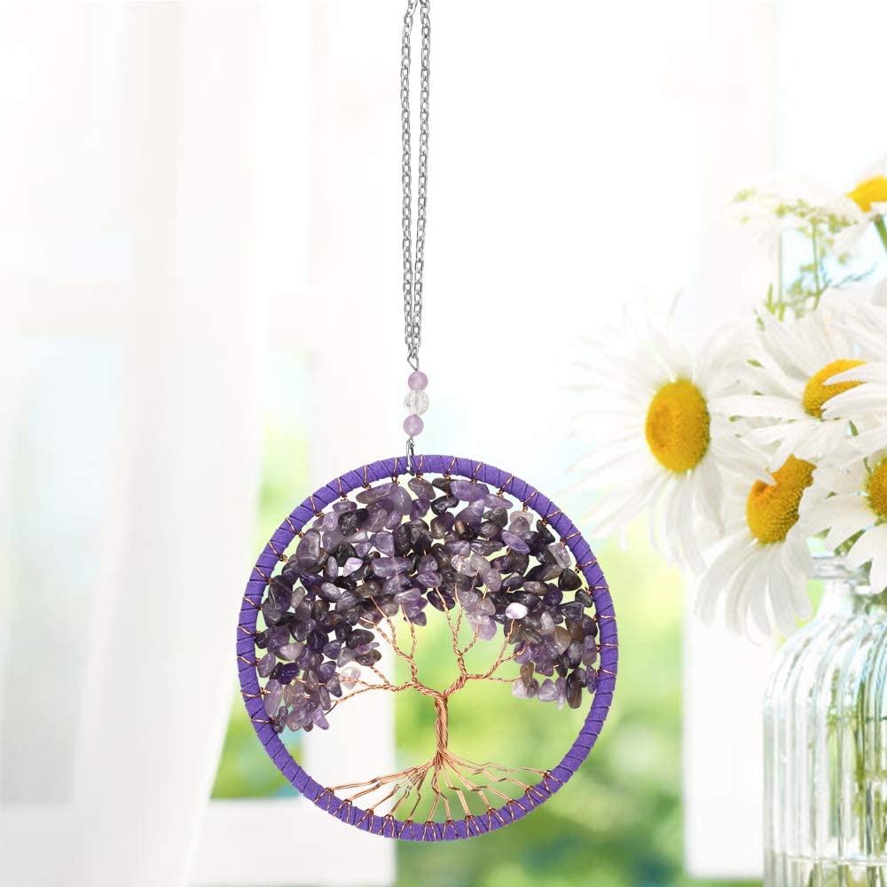 Tree of Life Dream Catcher Glass Suncatcher Hanging Ornament Crystal