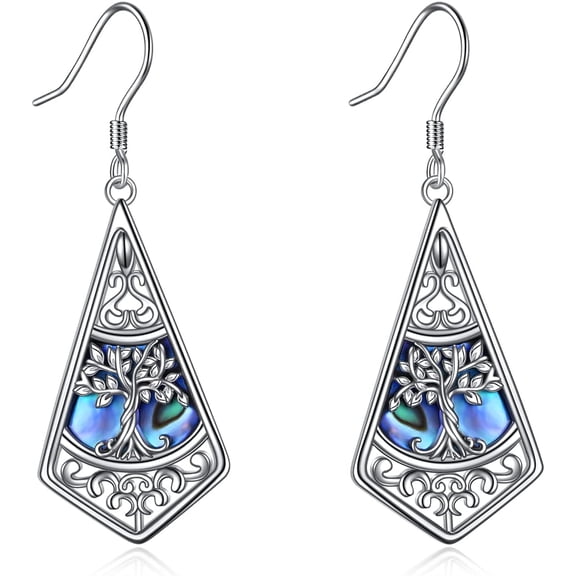 Tree of Life Earrings 925 Sterling Silver Filigree Flower Dangle Earrings Jewelry Gift for Women (Tree of Life Earrings)