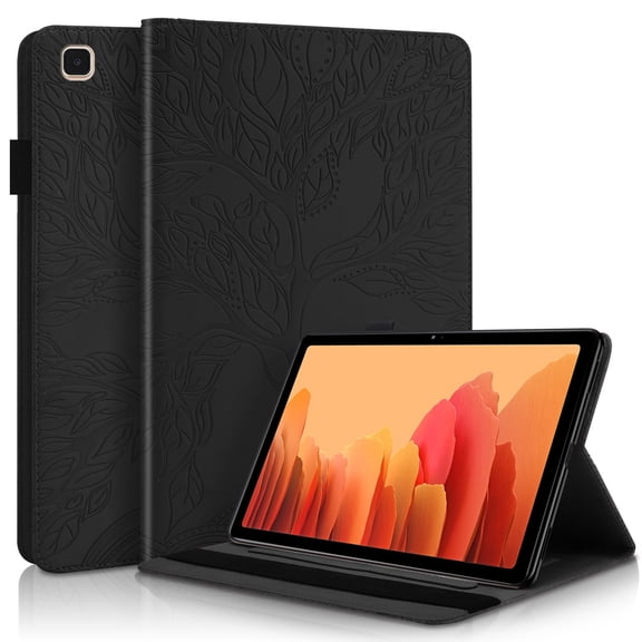 Tree of Life Embossed Case for Samsung Galaxy Tab A7 Lite Stand, Card Slots, Stylus Loop Black